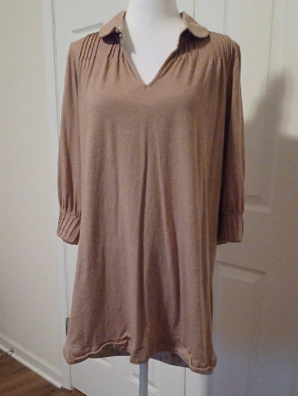 <> Free People Light Brown Layered Tunic Top Women's Size Large - Picture 2 of 14